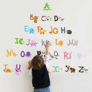 아이방 인테리어 영어 알파벳 포인트 인테리어 벽지 동물 스티커 시트지