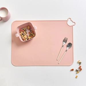 곰돌이 걸이형 플래티넘 실리콘 식탁매트 핑크