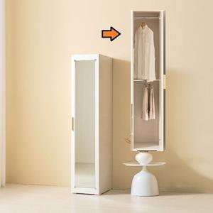 골드폰인트 손잡이 거울도어 2단행거형 틈새옷장(400 4색)