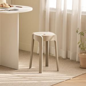 머랭 원형 스툴 베이지