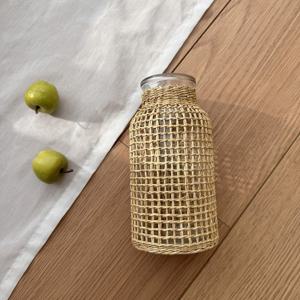 라탄 유리 화병 감성 인테리어 꽃병 소품 2sizes