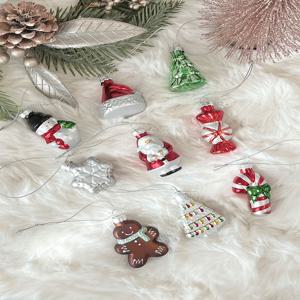 크리스마스 미니 트리장식 데코 유리 오너먼트 세트 9p 산타 눈사람