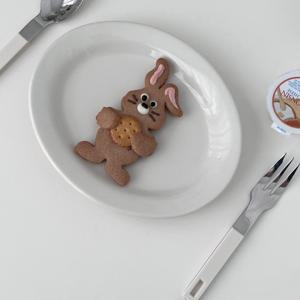 화이트 도자기 오벌 샐러드 파스타 홈카페 접시 2호