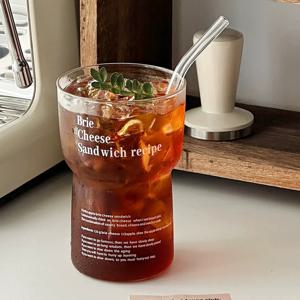 레터링 유리컵 홈카페 감성 유리잔 레터링컵 빈티지 아메리카노 요거트