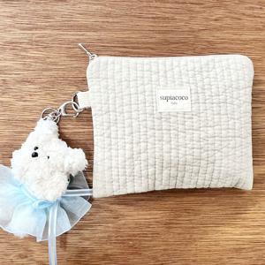 베이지 미니 누비 파우치 화장품 생리대 다용도파우치