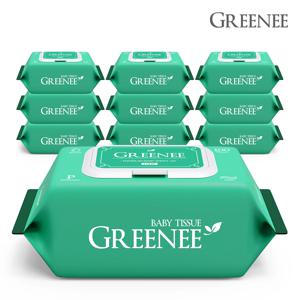 프리미엄 아기물티슈 그린 100매 x 10팩 캡형