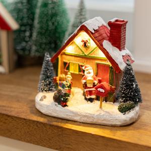 크리스마스 미니어처 하우스 장식 조명 AA건전지형 전구있는 산타 13x11cm
