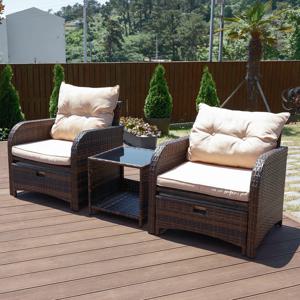 [리퍼] 데미안 소파세트 야외의자 라탄 리조트 펜션 테라스 카페 수영장 침대