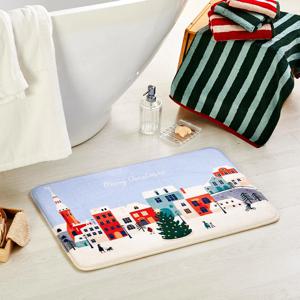 크리스마스 스트릿 메모리폼 스퀘어 발매트 RED 45X65