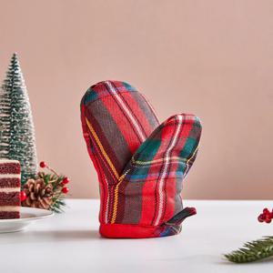 클래식 타탄 체크 주방장갑 레드
