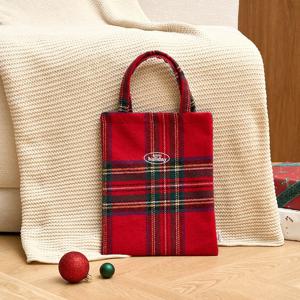 크리스마스 자수 미니 핸디백 레드체크