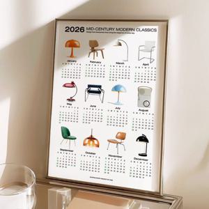 2026년 미드센추리 A2 대형 사이즈 한장 달력 아트 벽걸이 캘린더