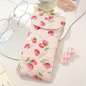 귀여운 딸기 퀼팅 안경 파우치 천 안경집 선글라스 케이스