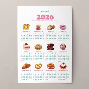 2026년 인테리어 포스터 한장 달력 연력 스위트 베이커리 캘린더