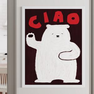 하루의 시작과 끝을 따뜻하게 인사하는 CIAO 곰 그림액자 다크초콜릿