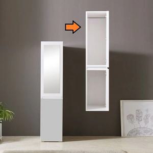 원룸 상단옷봉형 거울도어 캐리어수납 틈새옷장(400 2색)