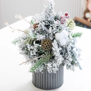 크리스마스 미니트리 화분 완제품 풀세트 스노우 목화 양모 set 35cm 장식