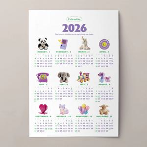 2026년 인테리어 포스터 한장 달력 연력 귀여운 러블리 캘린더