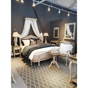 메종드다채로움 	DCRO1978 플뢰르 린넨 엔틱 베이지 킹침대 침대 프레임