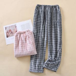 커플 베이직 커브 체크 극세사 수면 잠옷 바지 2color