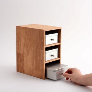 틴케이스 원목 책상 정리함 데스크테리어 미니 서랍함