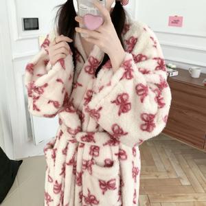 줄리엣 리본 극세사 수면 잠옷 가운 2color