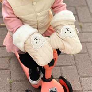 유아 킥보드 장갑 자전거 핸드워머 (하트베어 패치)