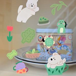 소품 스티커 6매 리무버블 동물 일러스트 빅 스티커