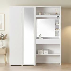 피트 원터치 원룸 행거 옷장 세트 1600 (전신거울+수납 화장대)