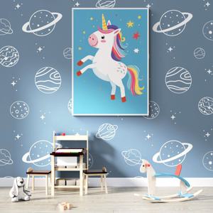 행복한 유니콘 그림 알루미늄액자 키즈카페 꾸미기 대형 인테리어 액자