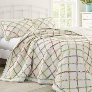 순면 누빔 스프레드 양면 이불 세트 이스턴킹 침구 베이지