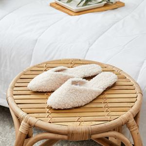 슬림한 뽀글양털 슬리퍼 아이보리 M