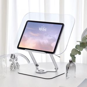 스파이 투명 독서대 회전형 높이 각도 조절 책 노트북 태블릿 거치대