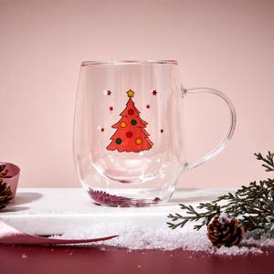 스윗핑크 크리스마스 플레이크 내열 유리머그 290ml