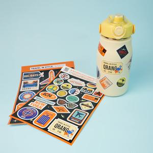 큐월드 캐리어 노트북 스티커꾸미기 방수 리무버블 여행스티커 세트