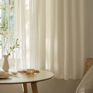 화이트 나비주름 쉬폰+화이트 암막 작은창커튼 세트