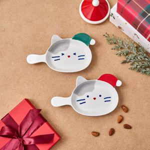 스윗 크리스마스 밀크캣 손잡이형 앞접시 2P SET