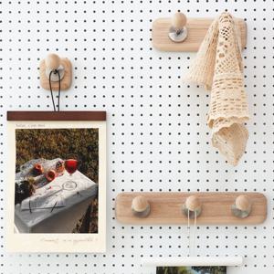 자체제작 빈티지 모던 우드볼 코트랙 무타공 후크 모자 옷걸이 벽 선반 3size