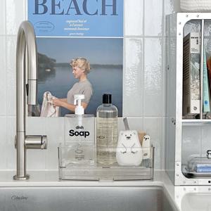 투명해 와이드 싱크대 수세미랙 물빠짐 거치대 주방세제선반