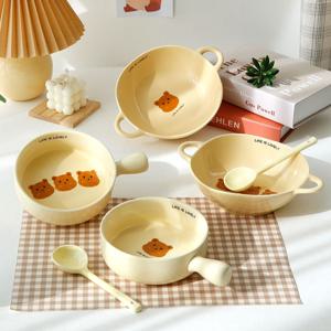 곰돌이 도자기 그릇 4type 전자레인지 오븐 접시 도자기볼 앞접시 샐러드볼