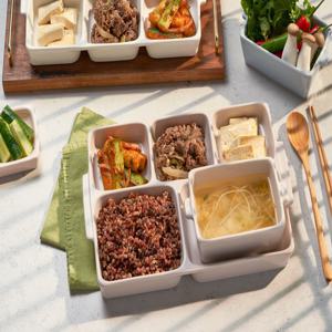 CLSH 클샤 5칸사각 프리미엄 도자기식판 나눔접시 국산 성인 어린이