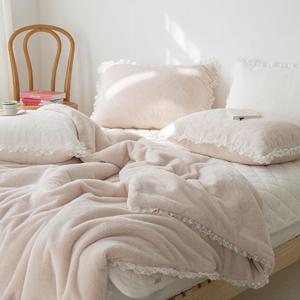 보잉 장모극세사 프릴레이스 차렵이불+베개커버 세트