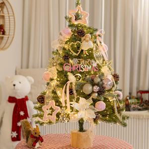 크리스마스 트리 나무 장식 풀세트 핑크엔젤스타더블그린 90cm (양면) 데코