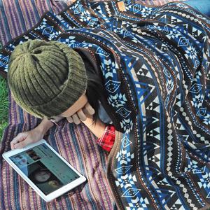 인디고 니트블랭킷 블루 감성 캠핑 무릎담요 쇼파 사무실 블랑캣 에스닉 카페 미용실