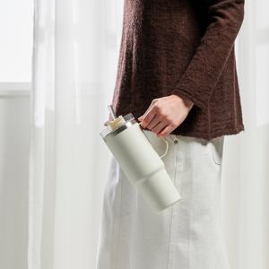 대용량 손잡이 텀블러 1L 아이보리