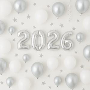 숫자 은박 풍선 소형 2026 패키지 실버 신년 연말 새해 파티 풍선