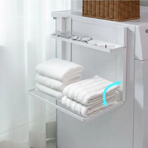 무타공 마그네틱 빨래건조대 접이식 미니 세탁기 부착형 수건걸이 행거 선반