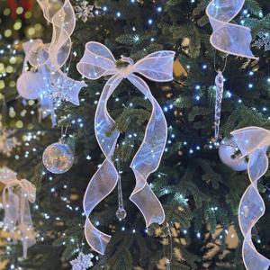 크리스마스 트리 리본 9m 웨이브 롤 리본 끈 오너먼트