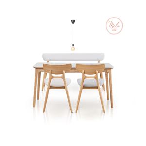 멜라 포세린 세라믹 와이드 4인 세트(1600테이블+벤치1+의자2)