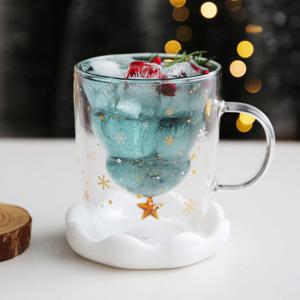 크리스마스 트리 이중 내열 유리컵(당일출고)